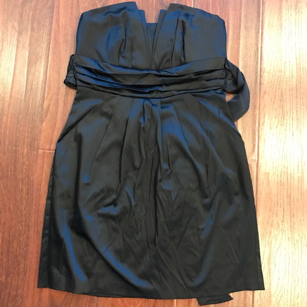 Black strapless mini dress